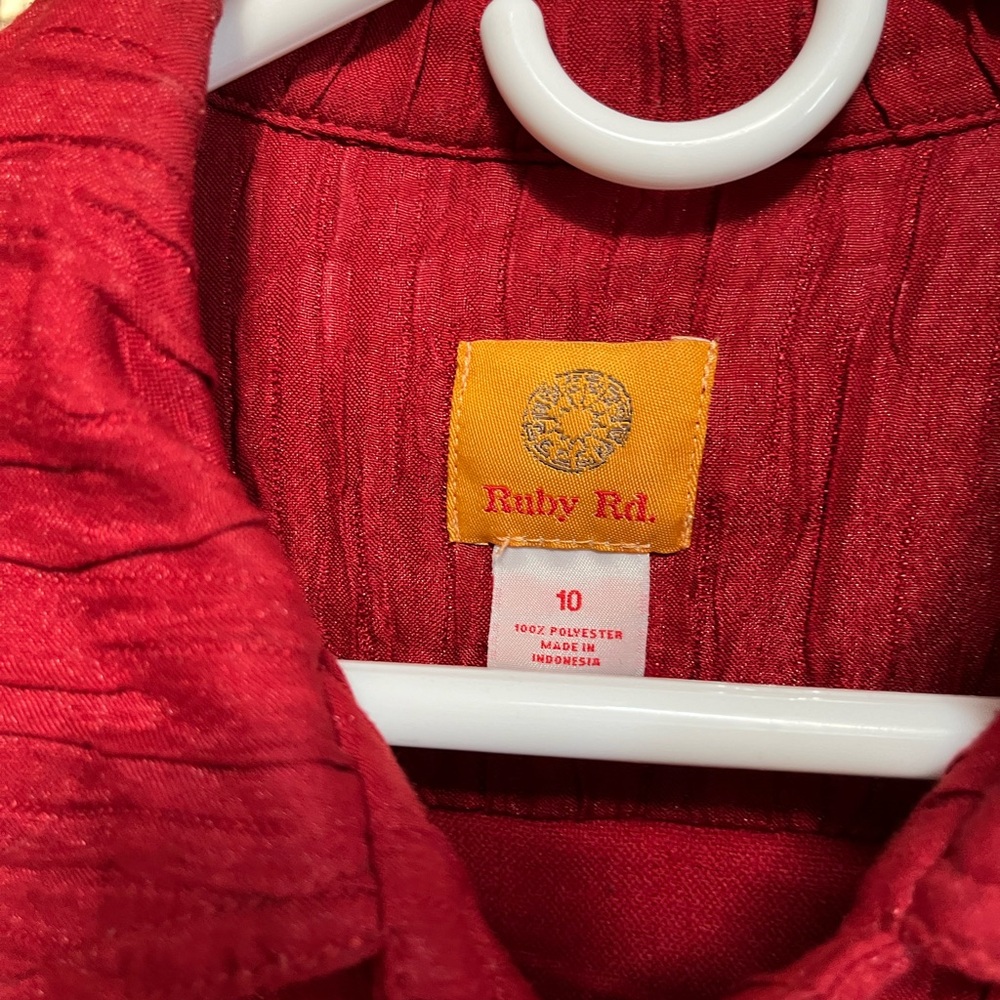 Ruby Rd Women’s Red Jacket Collared Pockets Sz 10… - image 2
